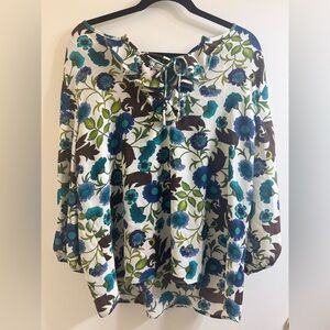 New Directions Blue and Green Floral Blouse size XLP